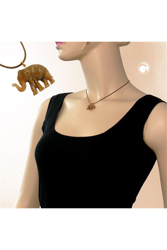 NECKLACE ELEPHANT BROWN