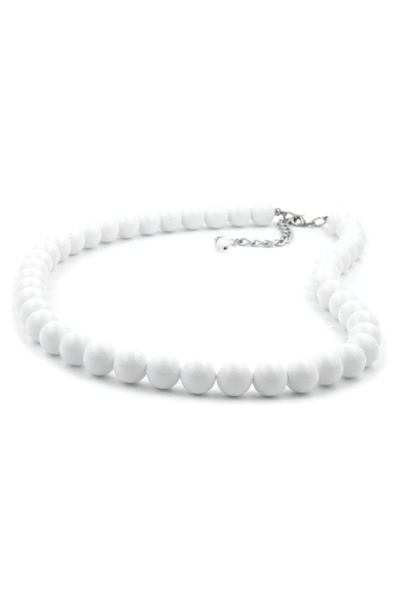 NECKLACE BEADS 10MM WHITE SHINY