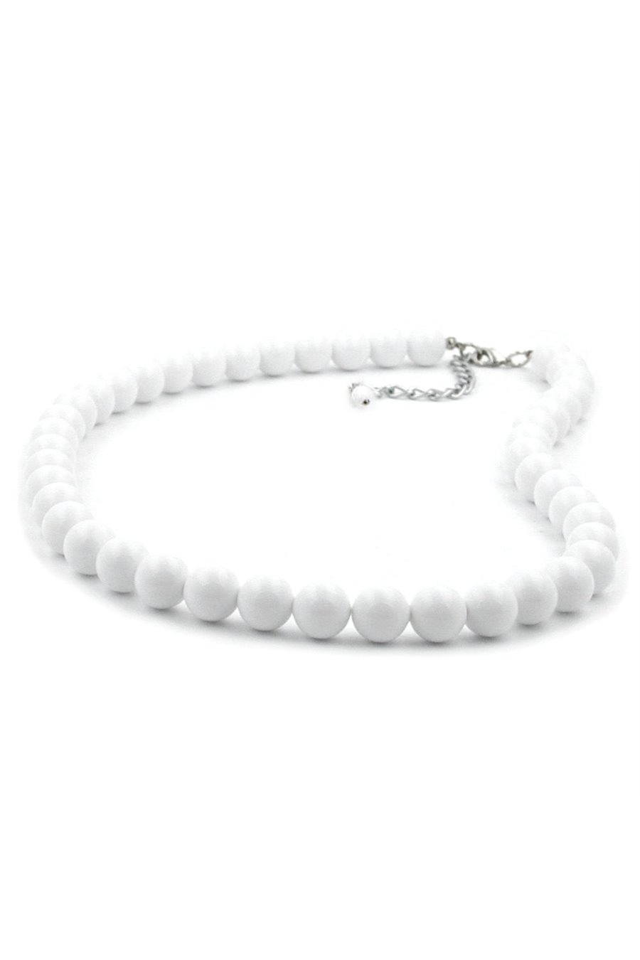 NECKLACE BEADS 10MM WHITE SHINY