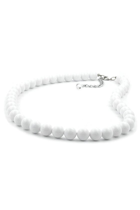 NECKLACE BEADS 10MM WHITE SHINY