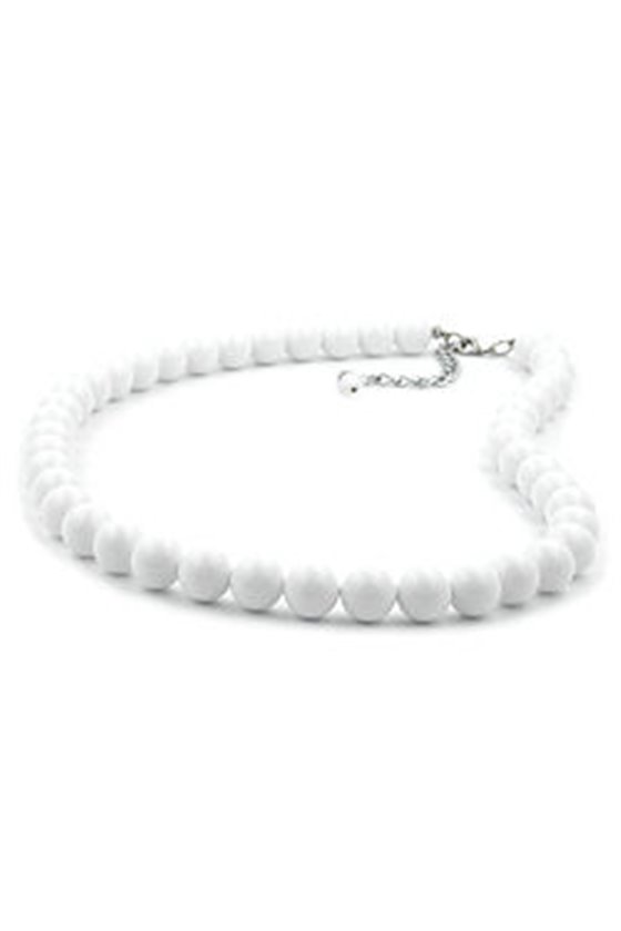 NECKLACE BEADS 10MM WHITE SHINY