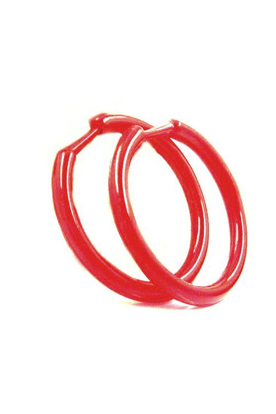 HOOP EARRINGS PLASTIC 5 PAIRS PINK