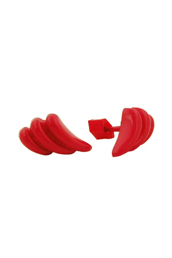 STUD EARRINGS RED STRIPED
