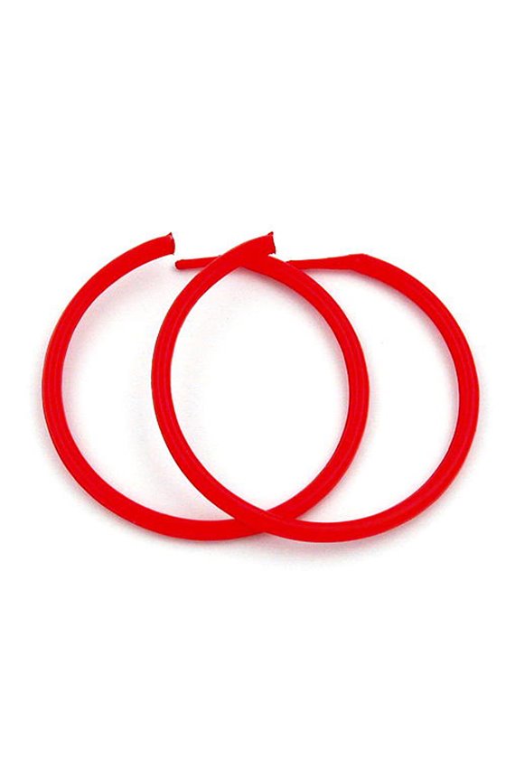 HOOP EARRINGS PLASTIC 5 PAIRS RED