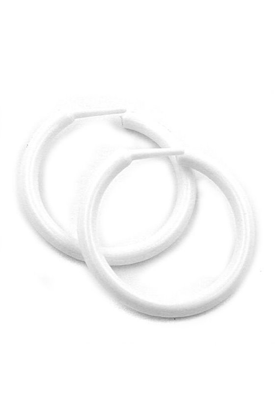 HOOP EARRINGS PLASTIC 5 PAIRS WHITE
