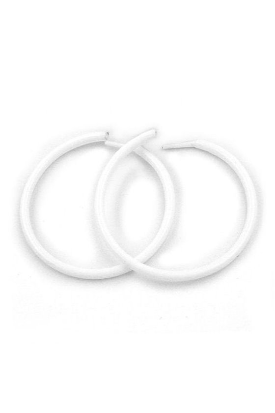 HOOP EARRINGS PLASTIC 5 PAIRS WHITE