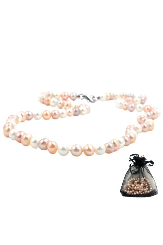 NECKLACE FRESH WATER PEARLS THREE COLOURED