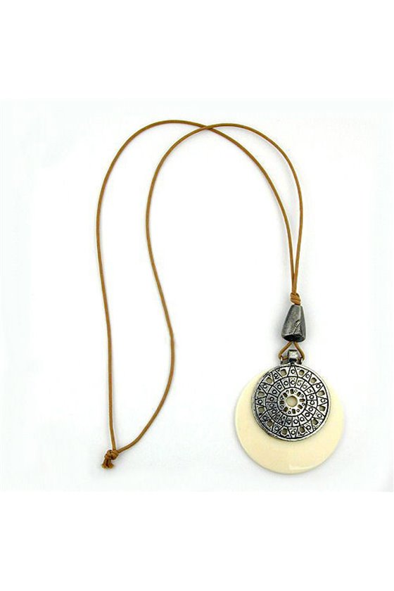 NECKLACE ANTIQUE RETRO DESIGN IVORY/ SILVER COLOURS