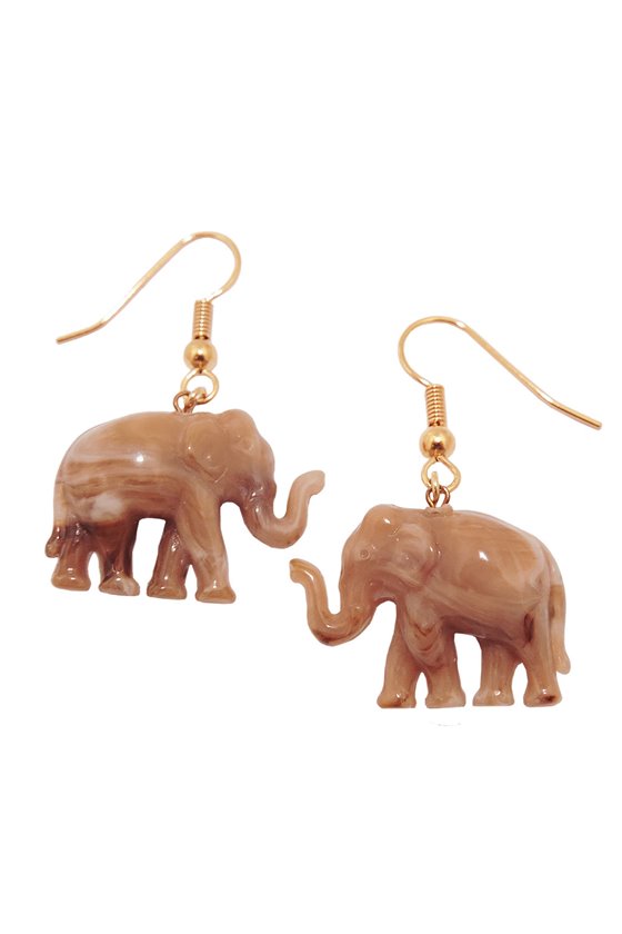 HOOK EARRINGS ELEPHANTS BROWN