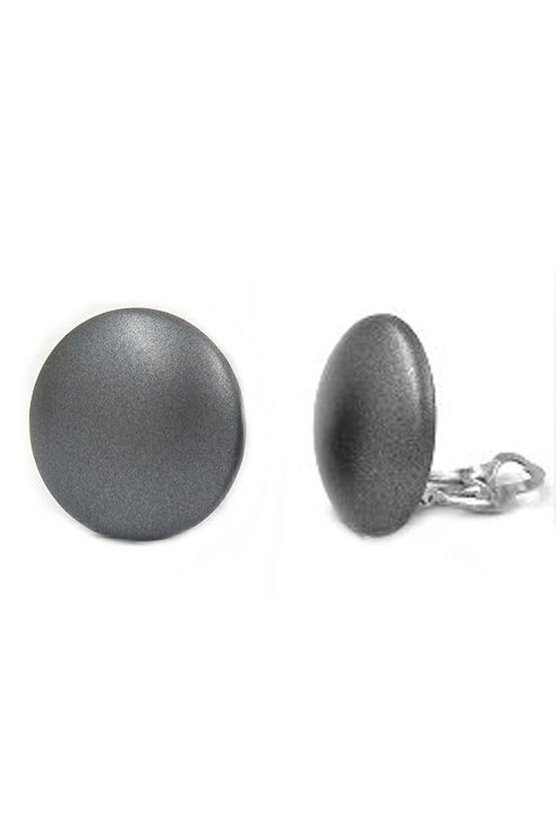 CLIP-ON EARRING ROUND GREY METALLIC 25MM