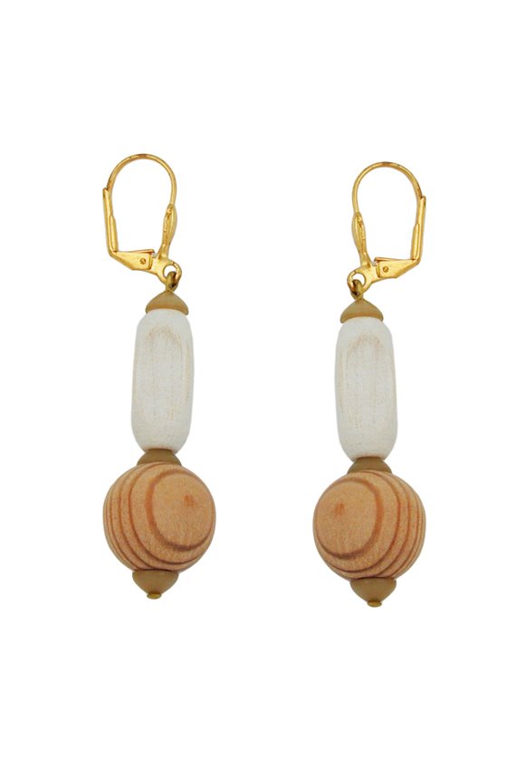 LEVERBACK EARRINGS WOODEN BEADS