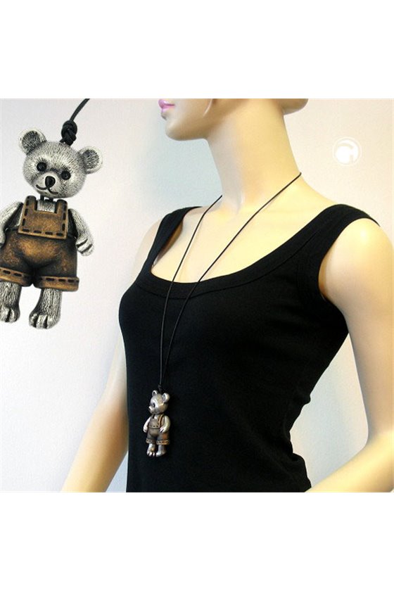 NECKLACE BEAR ANTIQUE BRASS 90CM