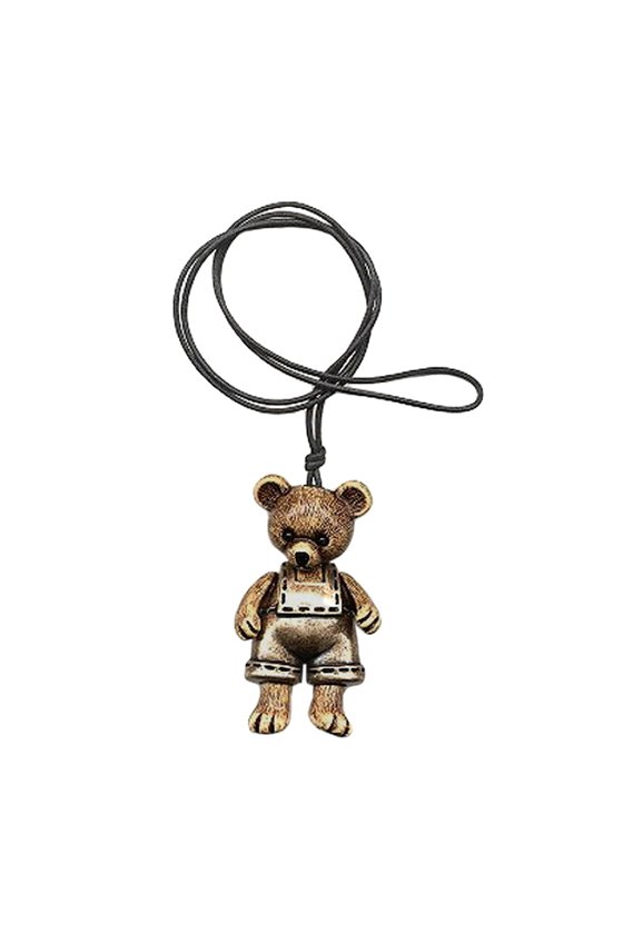 NECKLACE BEAR BEIGE & ANTIQUE BRASS 90CM