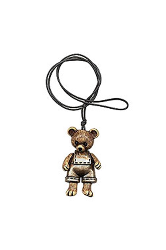 NECKLACE BEAR BEIGE & ANTIQUE BRASS 90CM