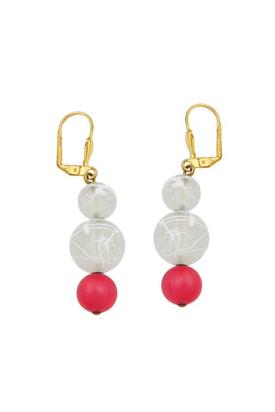 LEVERBACK EARRINGS SILKY RED TRANSPARENT