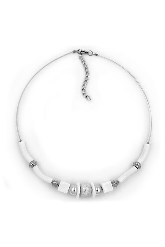 NECKLACE WHITE BEADS FANTASY DESIGN