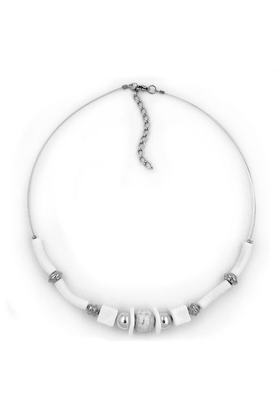 NECKLACE WHITE BEADS FANTASY DESIGN