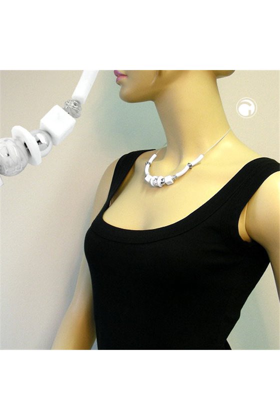 NECKLACE WHITE BEADS FANTASY DESIGN