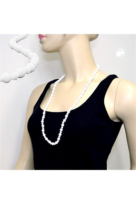 NECKLACE ROUND BEADS AND KNOT BEADS WHITE