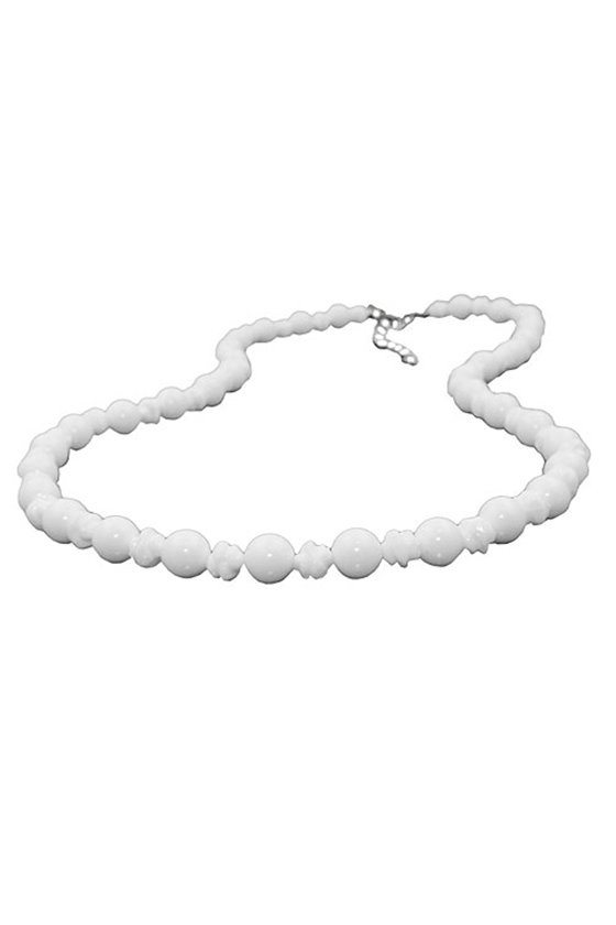 NECKLACE ROUND BEADS AND KNOT BEADS WHITE