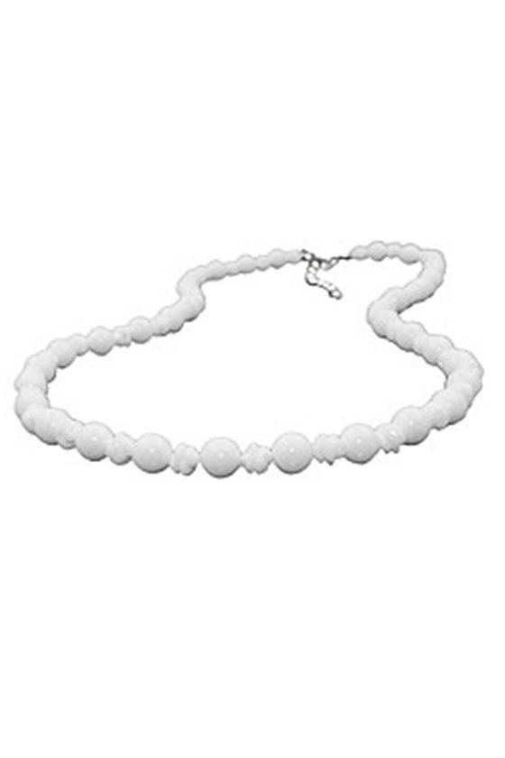 NECKLACE ROUND BEADS AND KNOT BEADS WHITE