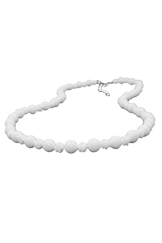NECKLACE ROUND BEADS AND KNOT BEADS WHITE