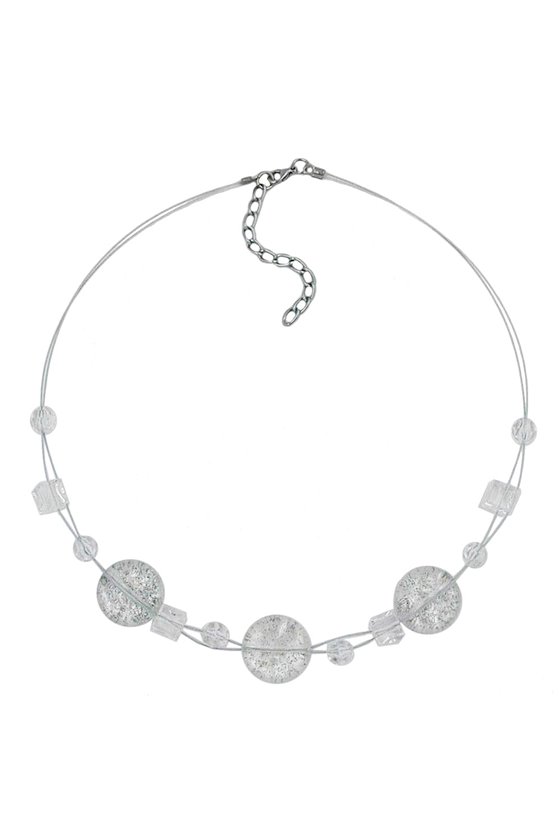 NECKLACE 3X DISK WHITE GLITTER