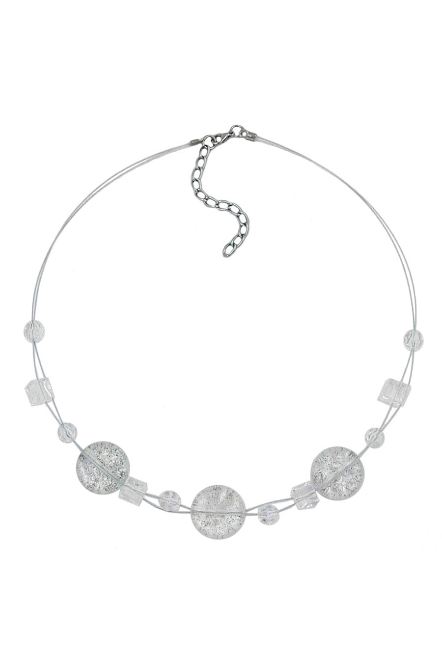 NECKLACE 3X DISK WHITE GLITTER