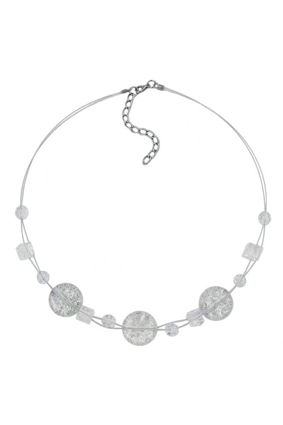 NECKLACE 3X DISK WHITE GLITTER