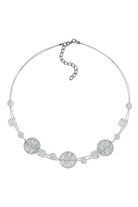 NECKLACE 3X DISK WHITE GLITTER