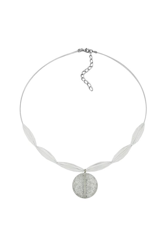NECKLACE DISK WHITE GLITTER