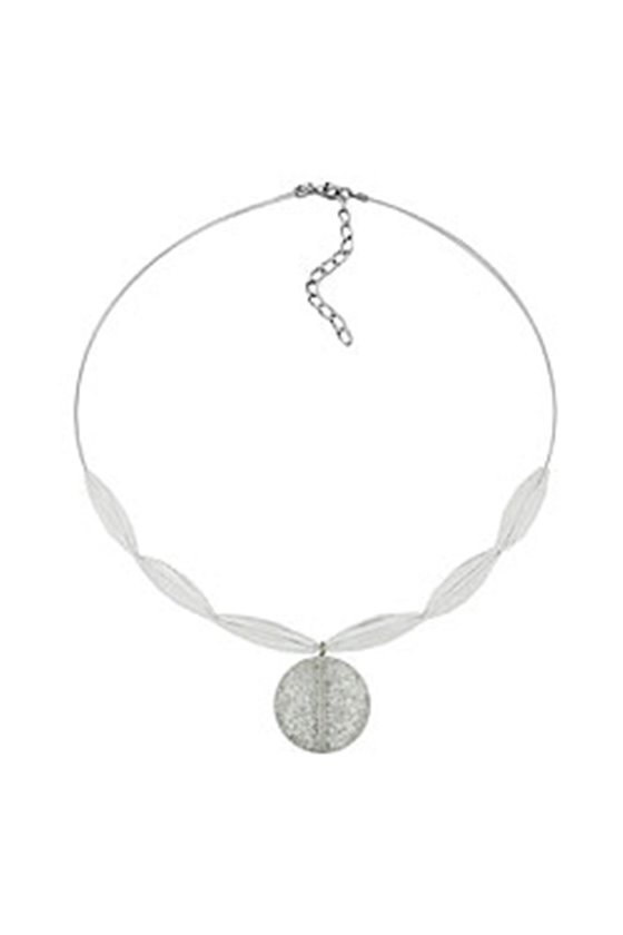 NECKLACE DISK WHITE GLITTER