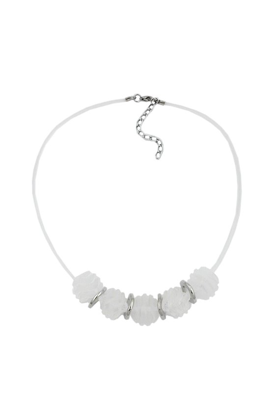 NECKLACE SPIRAL BEADS WHITE/MATTE FINISHED