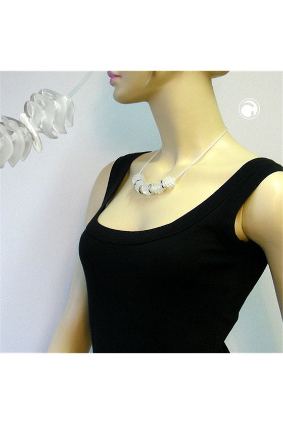 NECKLACE SPIRAL BEADS WHITE/MATTE FINISHED