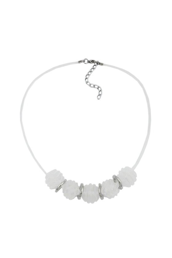 NECKLACE SPIRAL BEADS WHITE/MATTE FINISHED