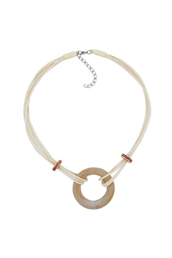 NECKLACE LARGE SYNTHETIC RING BEIGE MARBLED