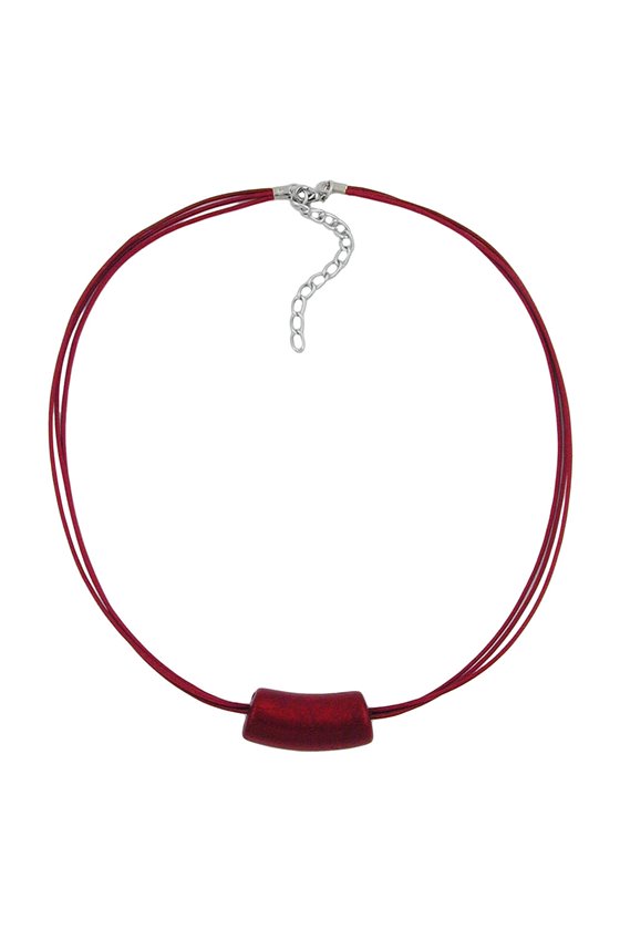 NECKLACE TUBE BEAD RED/ METAL