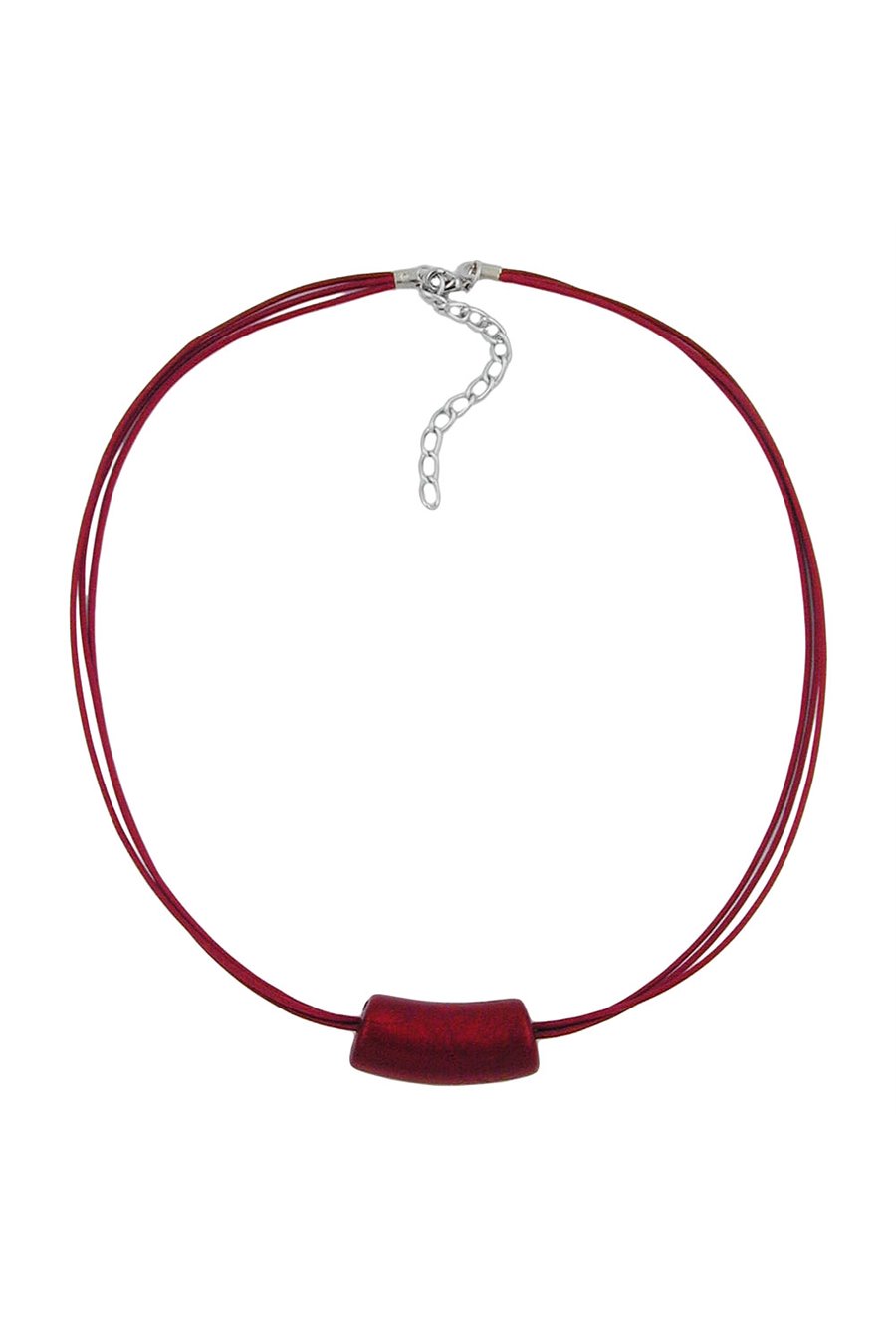 NECKLACE TUBE BEAD RED/ METAL