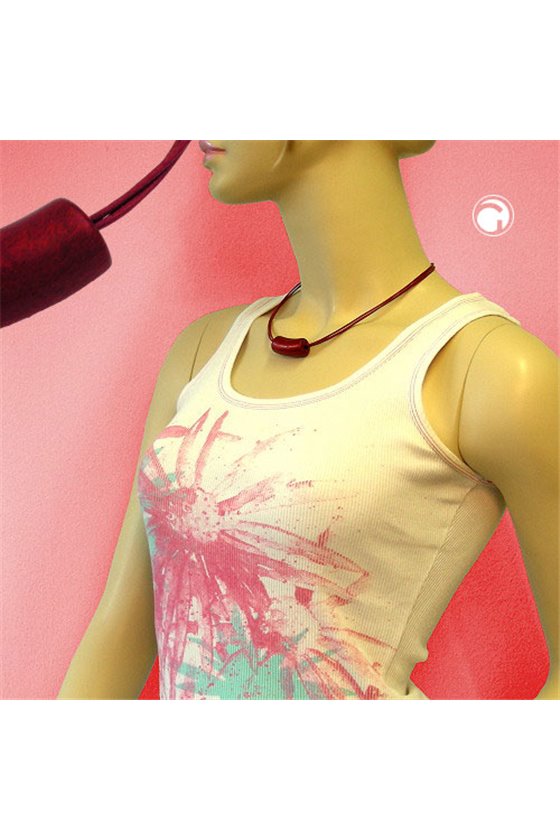 NECKLACE TUBE BEAD RED/ METAL