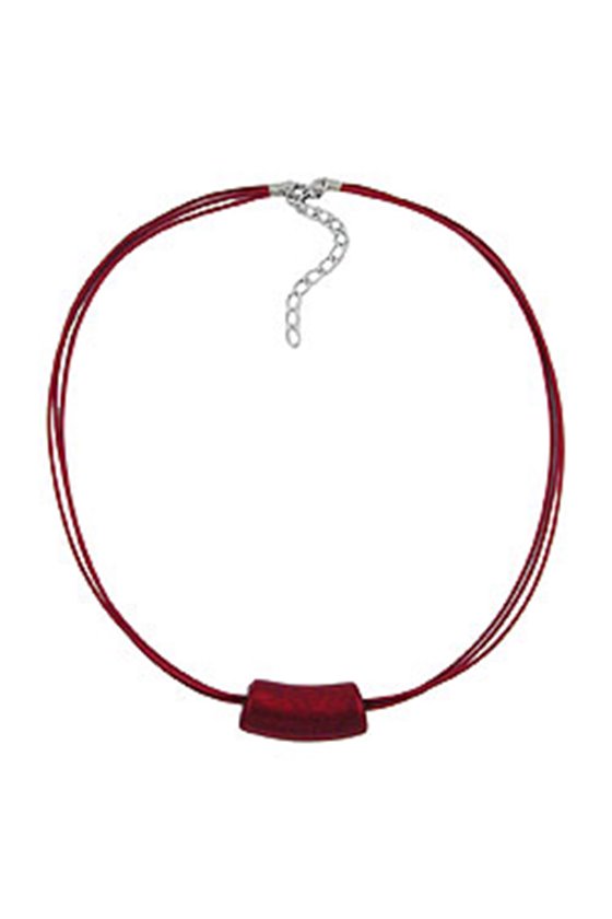 NECKLACE TUBE BEAD RED/ METAL