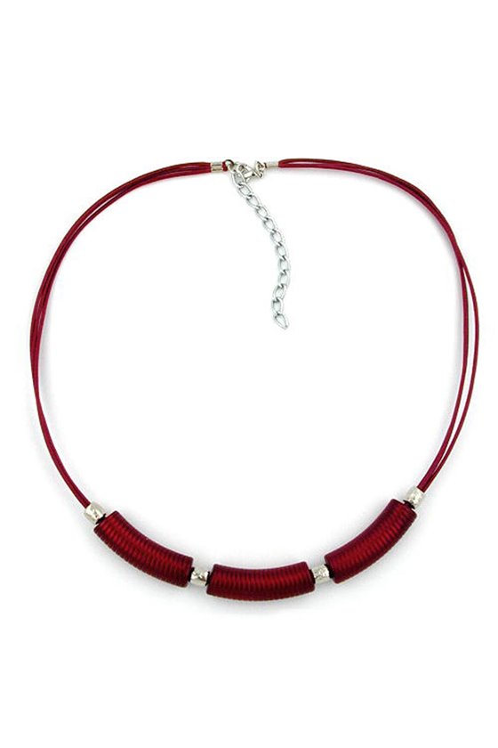 NECKLACE BEAD-ROLL RED-METAL 45CM