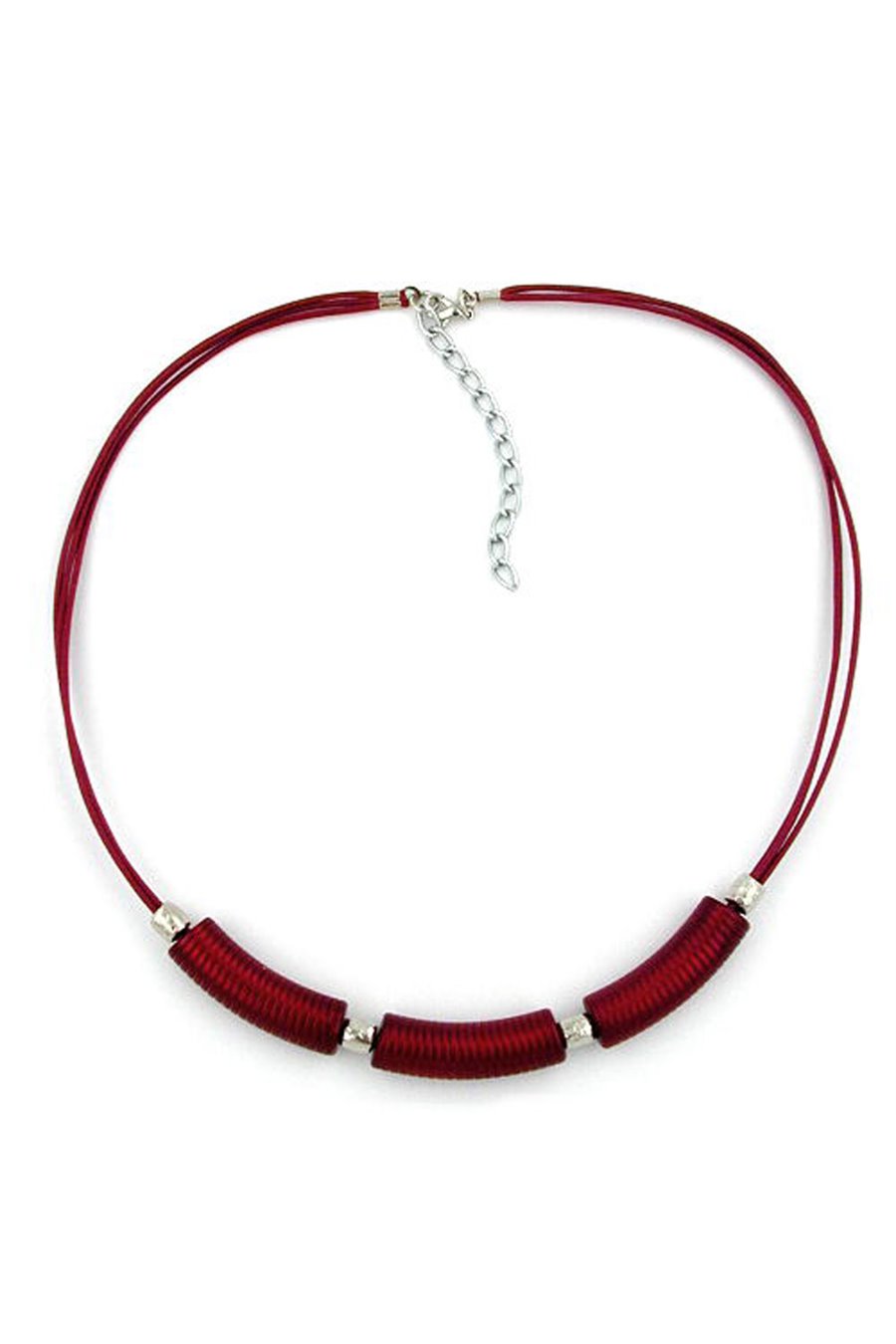 NECKLACE BEAD-ROLL RED-METAL 45CM