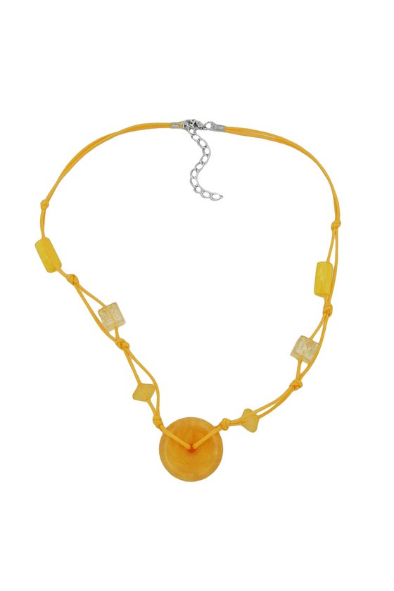 NECKLACE DISK BEAD YELLOW/TRANSPARENT