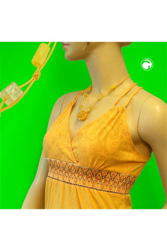 NECKLACE DISK BEAD YELLOW/TRANSPARENT