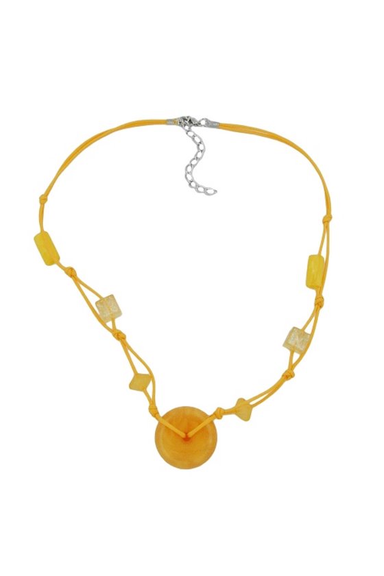 NECKLACE DISK BEAD YELLOW/TRANSPARENT