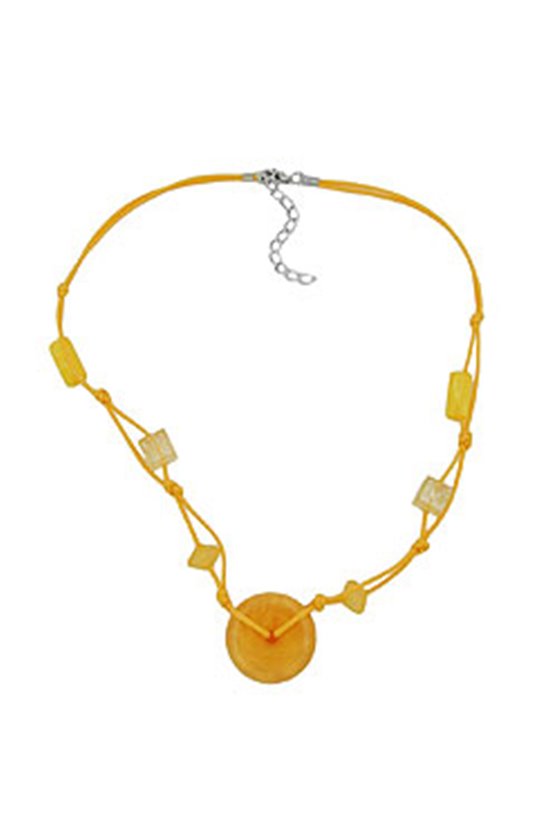 NECKLACE DISK BEAD YELLOW/TRANSPARENT