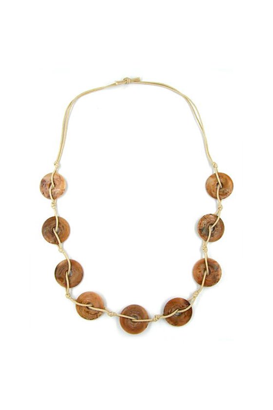 NECKLACE 9 RINGS BROWN MARBLED