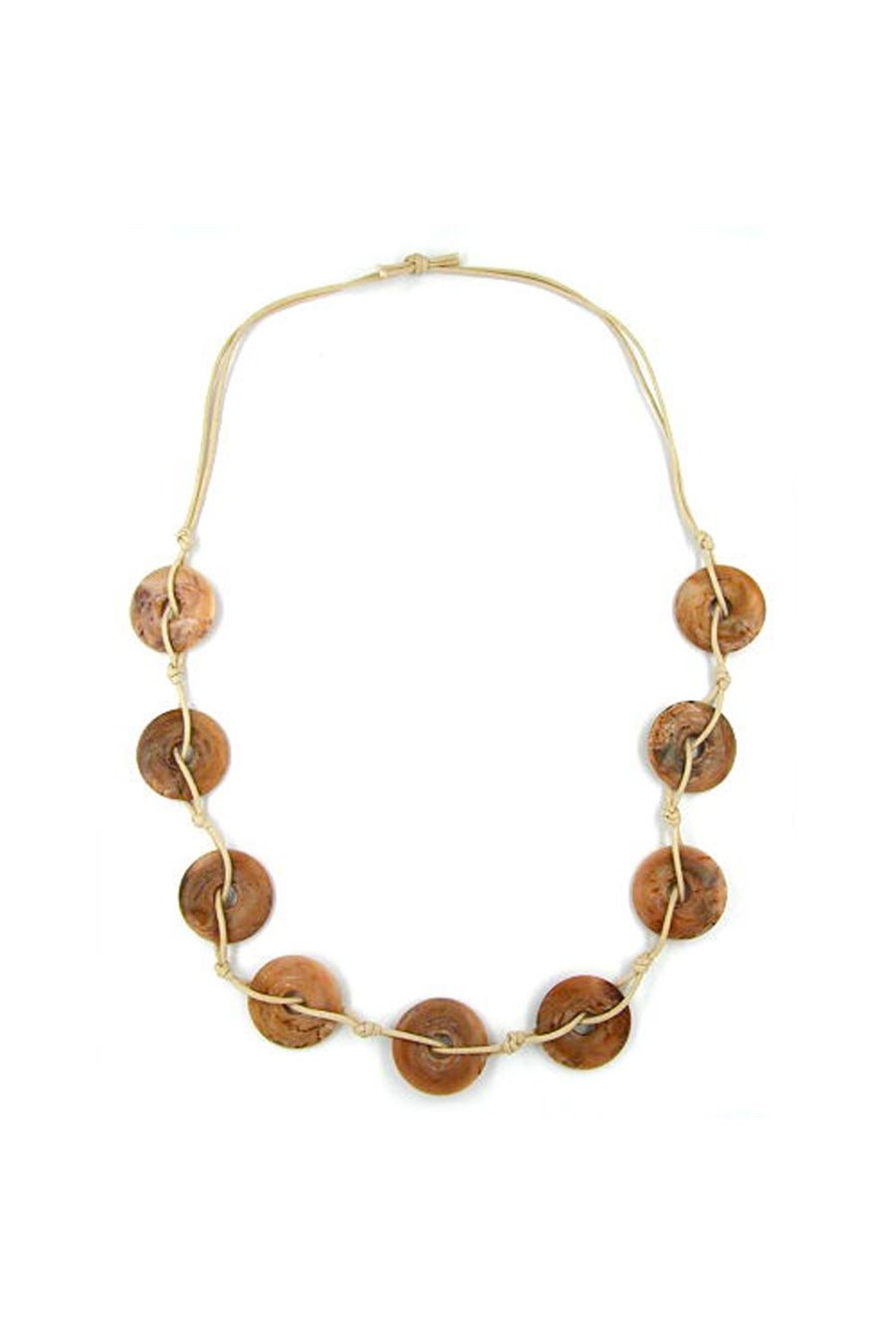 NECKLACE 9 RINGS BROWN MARBLED