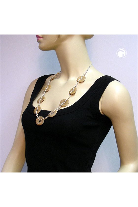 NECKLACE 9 RINGS BROWN MARBLED