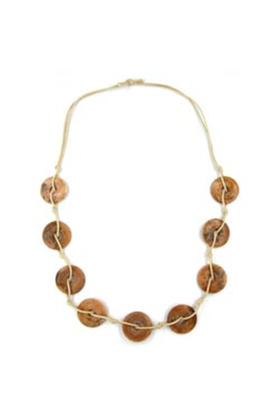 NECKLACE 9 RINGS BROWN MARBLED